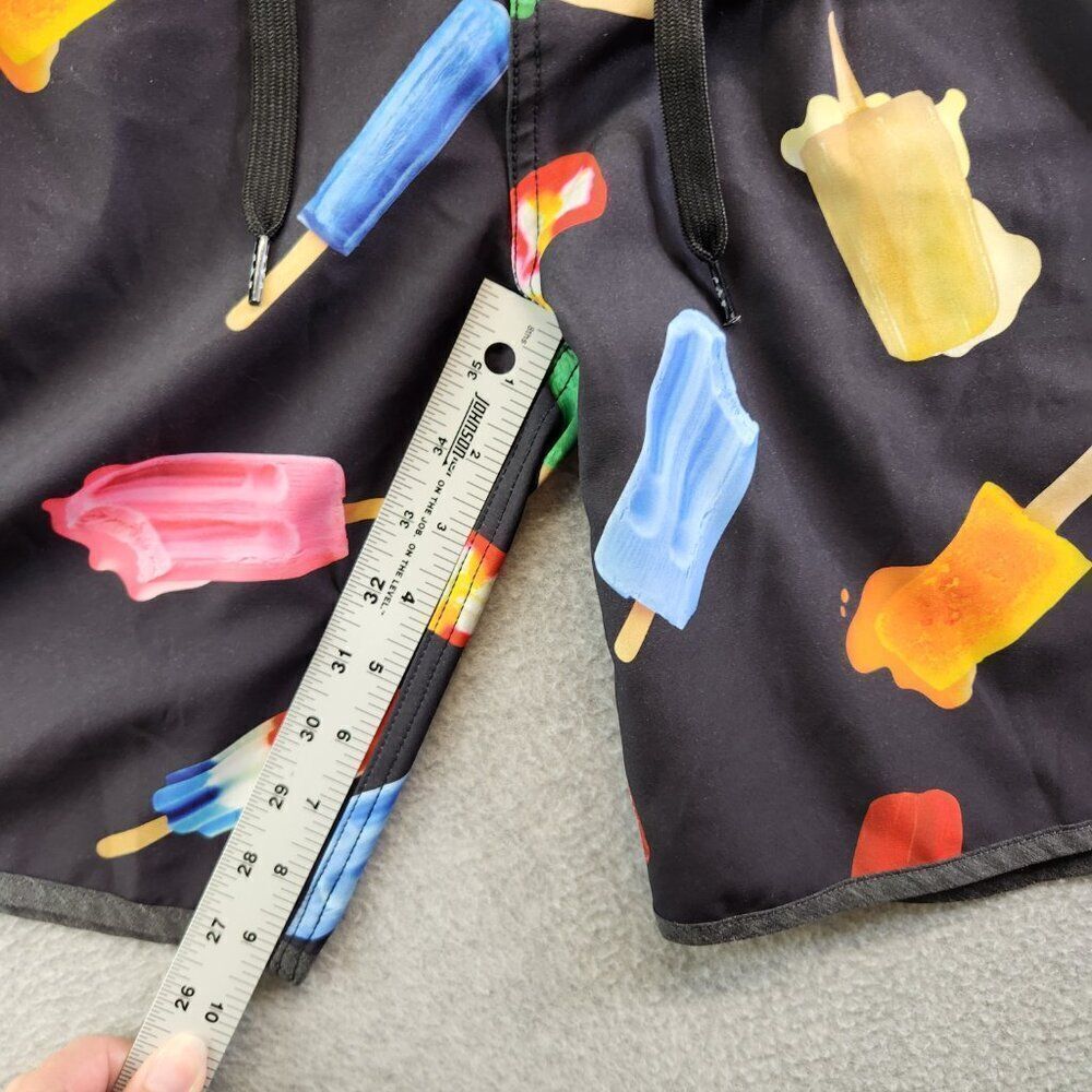 Kavu Board Shorts Mens M Black Ice Cream Popsicle Sunglass Loop Zip Pocket - Picture 10 of 16